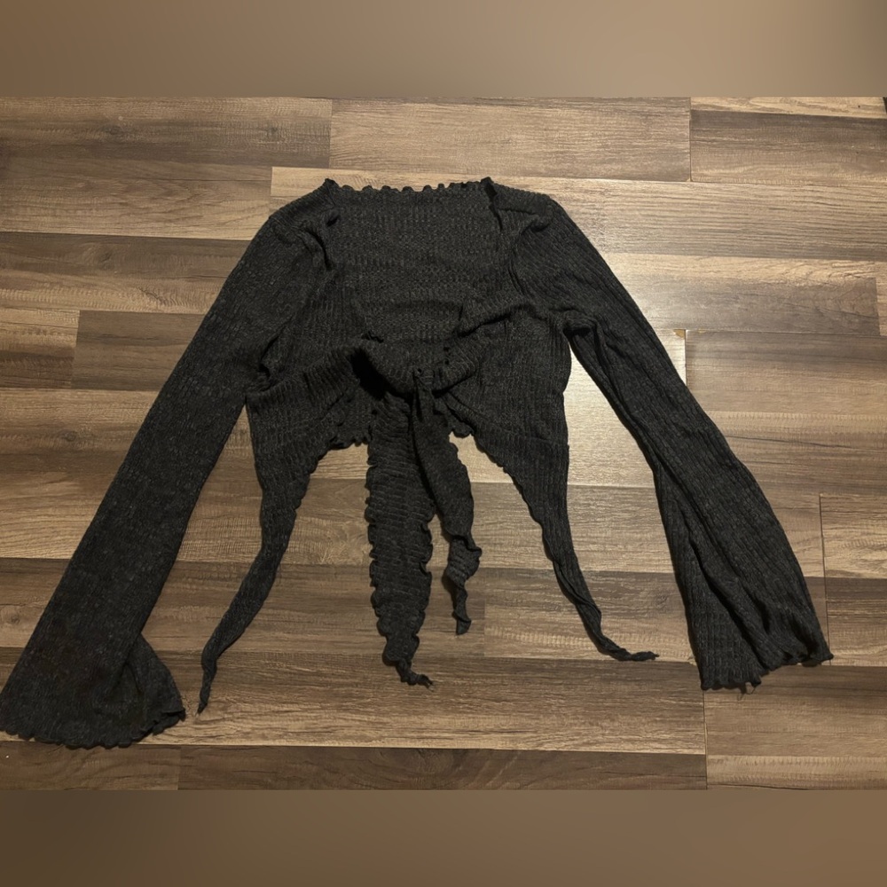 Grey Tie up shirt
